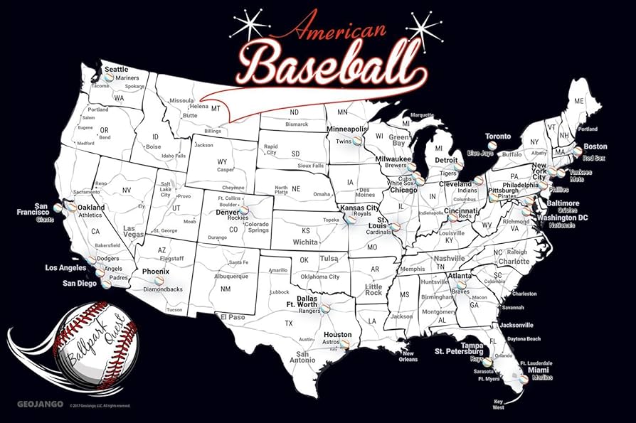 Amazon.com : Baseball Stadium Map - Sports Gift for Baseball
